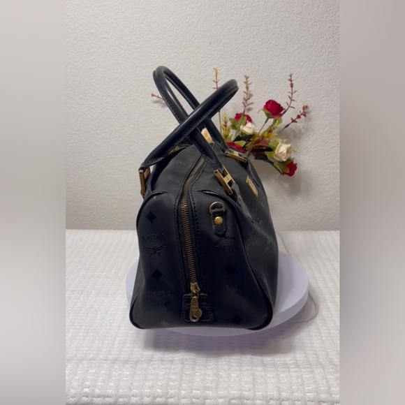MCM Black Satchel with Gold Accents - Picture 3 of 13